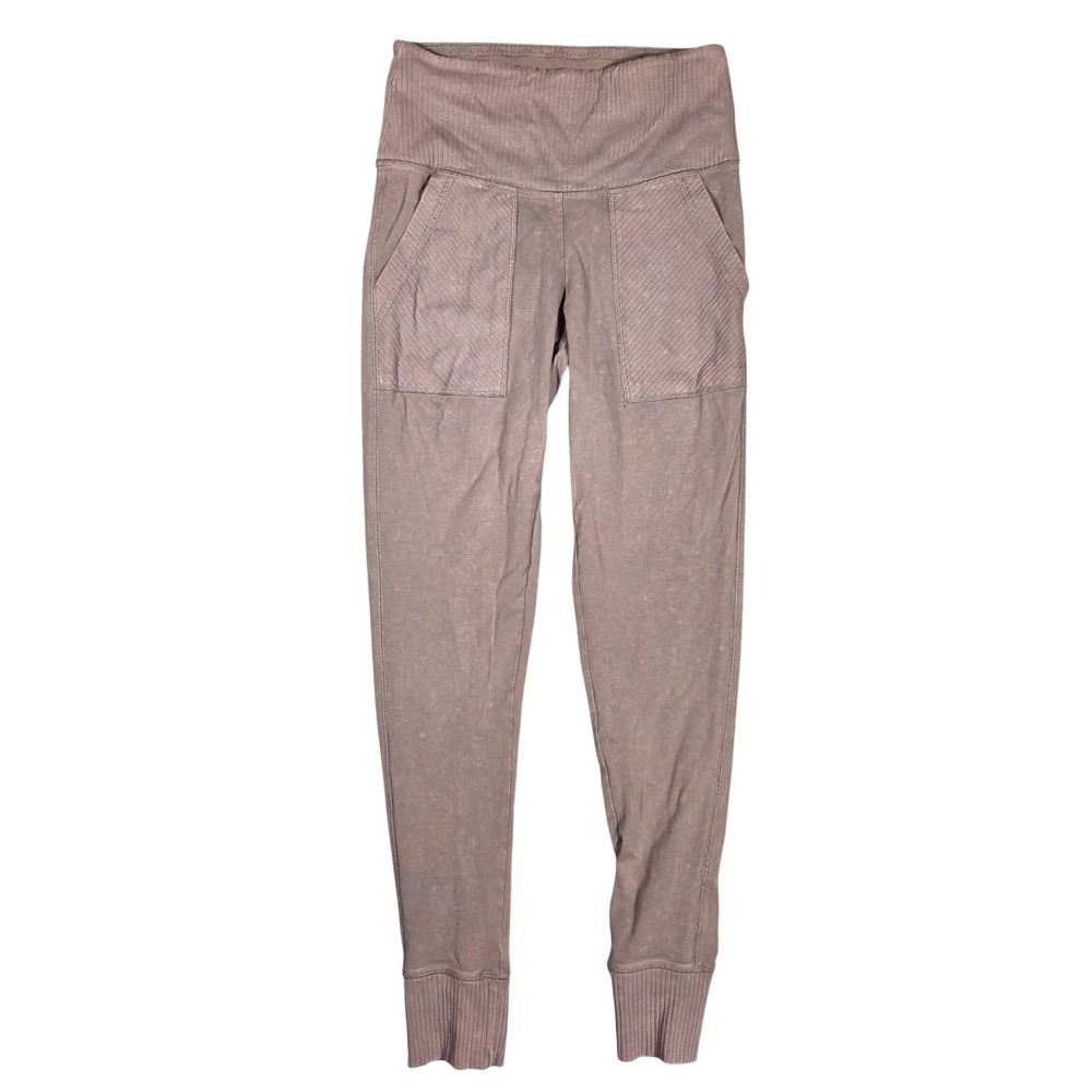 Aerie Chill Play Move Leggings Mauve Brown High Waisted Ribbed Cuff Pockets S
